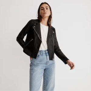Madewell Washed Leather Motorcycle Jacket - Large